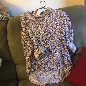 Printed button down blouse